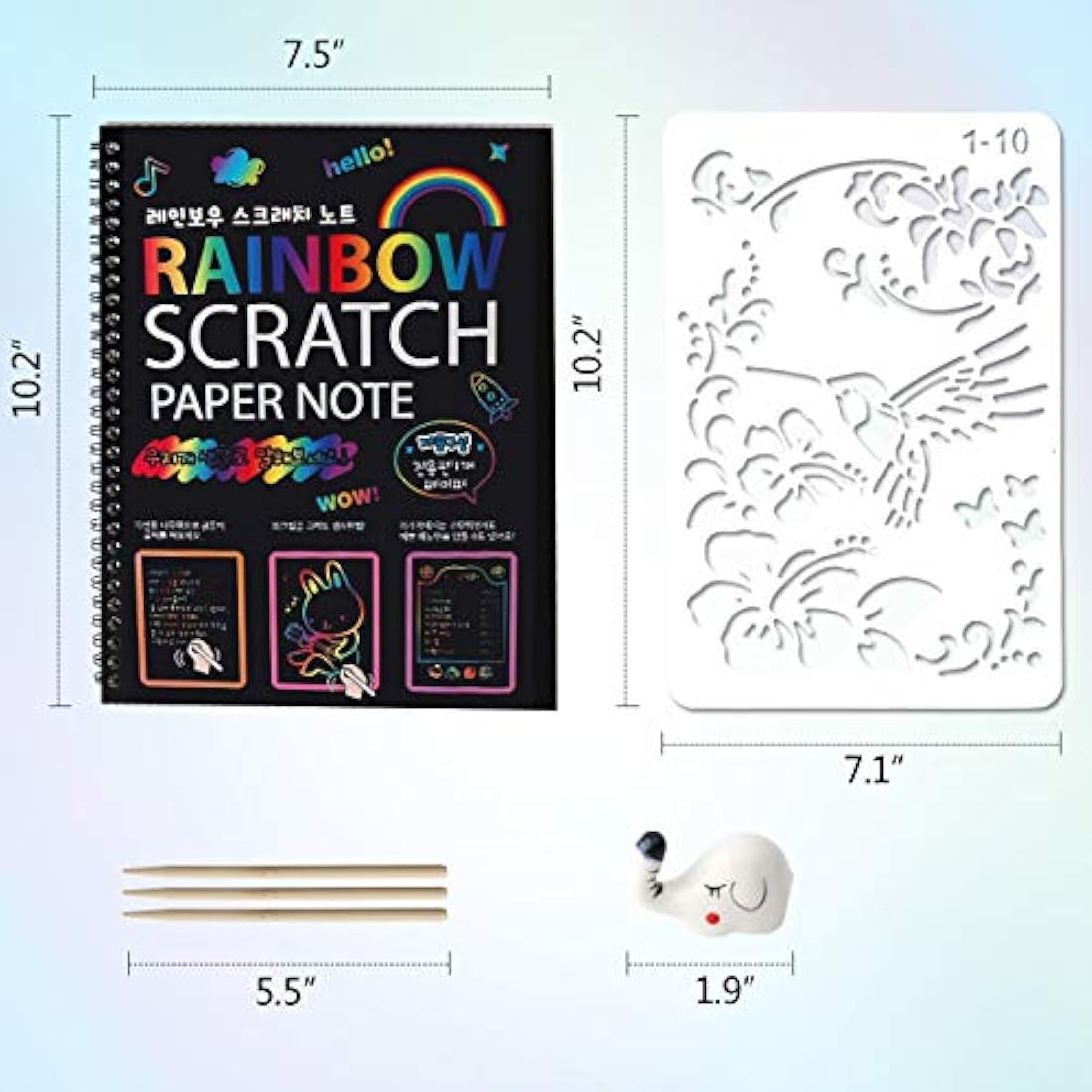 Mocoosy Scratch Art for Kids- 3 Large Rainbow Scratch Notebooks, Magic Scratch Art Paper Pads, Arts and Crafts for Kids Toys Girls Birthday Presents Drawing Activity Gifts for 3-12 Year Old Girls Boys