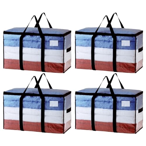 TAILI Extra Large Moving Bags,4 Pack Clear Heavy Duty Totes For Storage,Wrap Around Handles,Storage Bags for Clothes,Bedding,Space