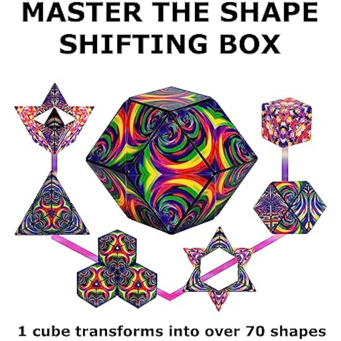SHASHIBO Shape Shifting Box - Award-Winning, Patented Fidget Cube w/ 36 Rare Earth Magnets - Transforms Into Over 70 Shapes (Confetti- Artist Series)