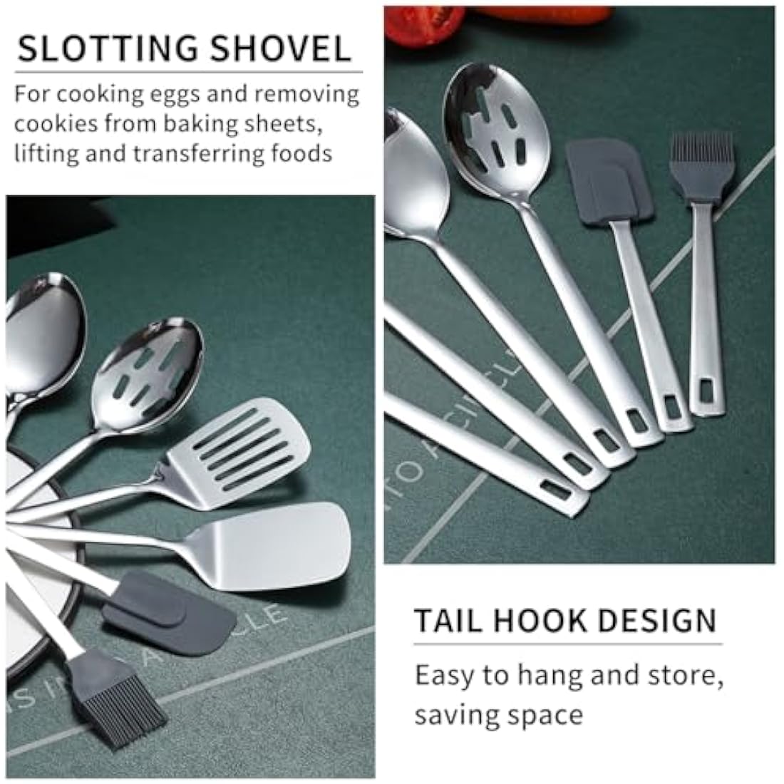 ReaNea Stainless Steel Kitchen Utensils Set 40 Pieces, Cooking Utensil Set with Utensils Holder, Kitchen Gadgets Kitchen Essentials New Home, House, Appartment Must Have, Metal Spatula Set