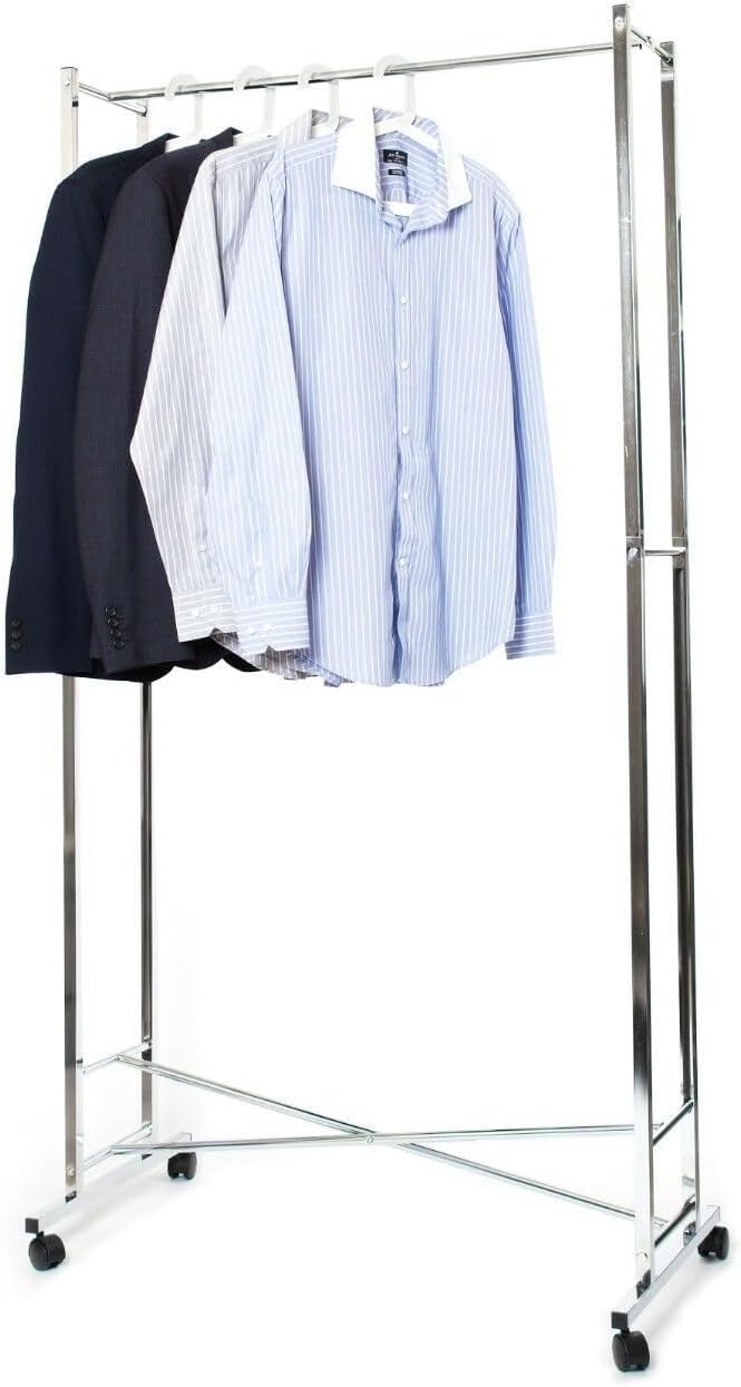 Pristine® Heavy Duty Folding Clothes Rail - Portable & Collapsible Garment Rack with Wheels - Easy Assembly, Strong
