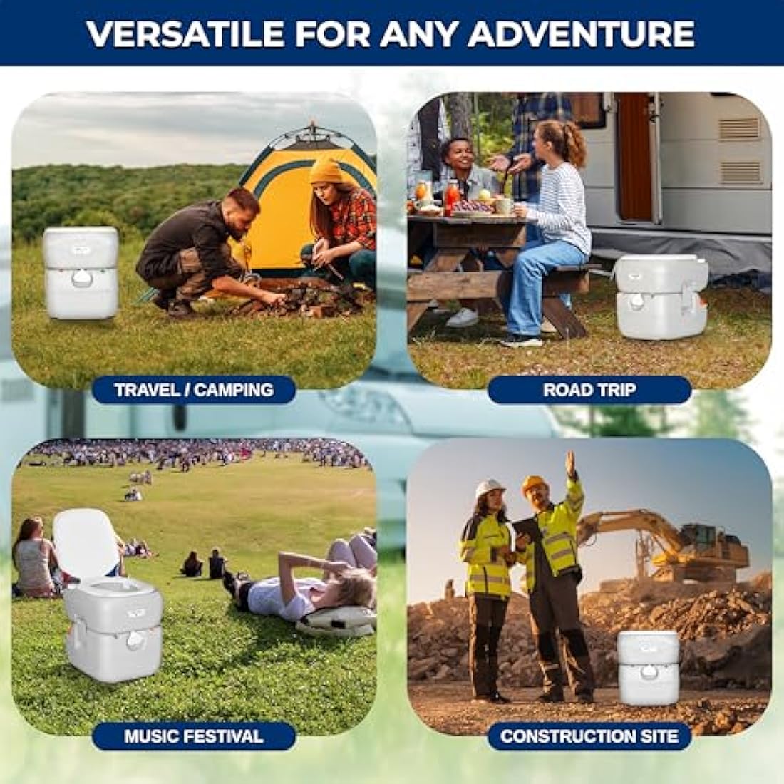 SereneLife Portable Toilet – 22L Camping Toilet, Leak-Proof Cassette Porta Potty with CHH Piston, Upgrade Waste Tank for RV, Indoor/Outdoor Use, White