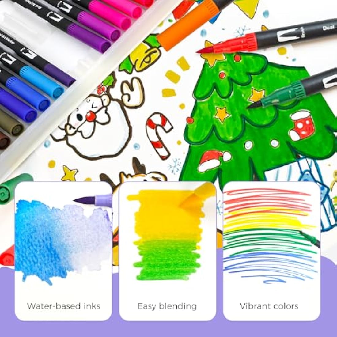 Artecho 72 Dual Tip Brush Pens, Colouring pens for Adult, felt tip pens, Colouring Books, Calligraphy, Drawing, Sketching, nylon tip for Artists, Beginners