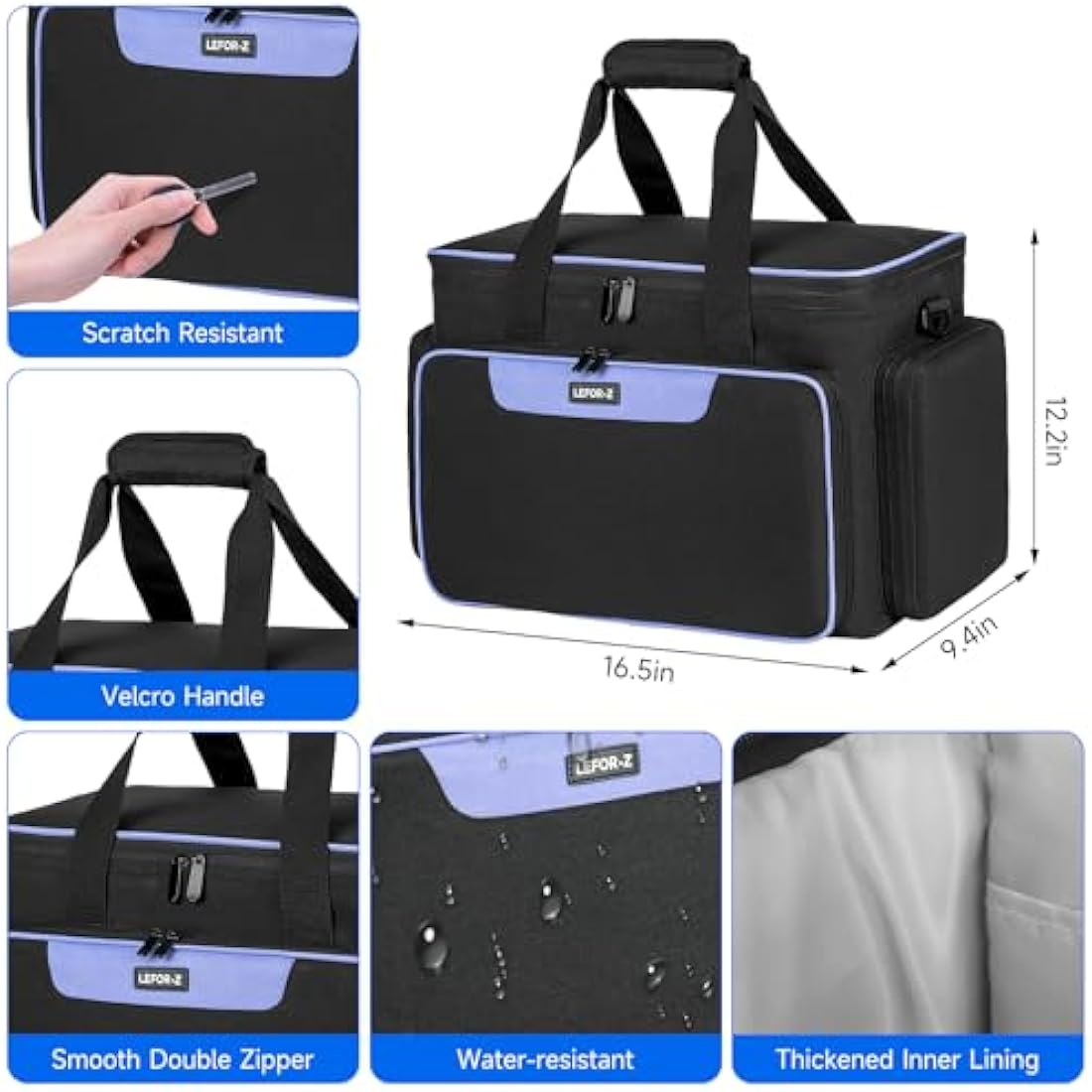 LEFOR·Z Sewing Machine Bag,Sewing Machine Carry Case with Pockets for Sewing Machines and Sewing Accessories,Sewing Bag Fit for Most Standard Size Singer,Brother,Janome,Sewing Box Large,Black