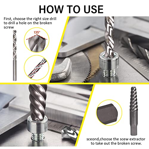 Topec Broken Bolt Extractor Set, 26Pcs Stripped Screw Extractor Kit with Drill Bits, Easy Out Tool Socket Set for Removing Damaged, Rounded, Rusted Nuts & Screws