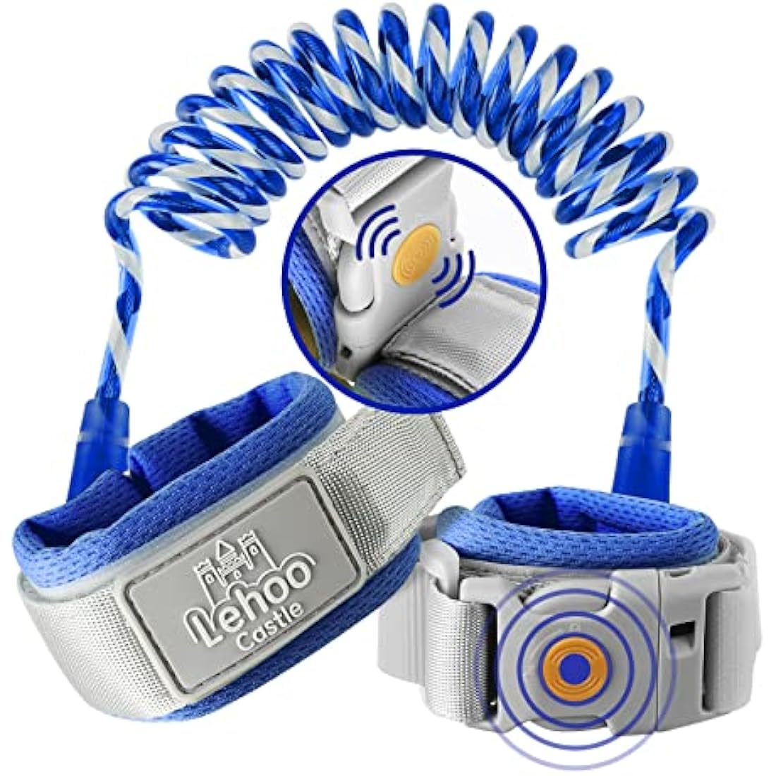 Lehoo Castle Baby Reins for Walking, 1.5M Toddler Reins for Kids with Induction Lock, Anti Lost Wrist Link Wrist Reins, Child Safety Harness for Autism Boys & Girls (Dark Blue)