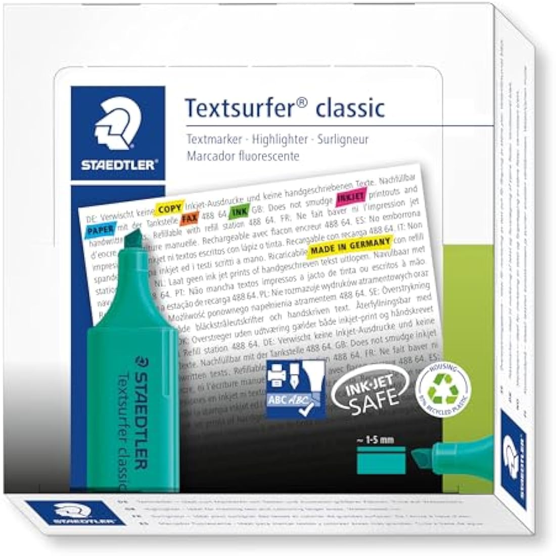 STAEDTLER 364-35 Textsurfer Classic Highlighter - Turquoise (Box of 10)