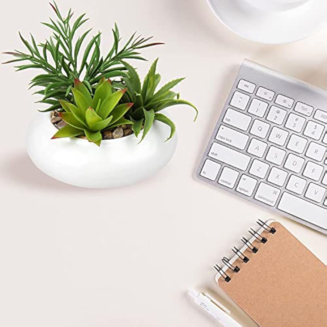 Briful Artificial Succulent Plants Fake Plants in Round Ceramic Pot Faux Potted Plant Fake Succulents Arrangement Artificial Plants Indoor for Office Desk Decor Decorative Home Accessories