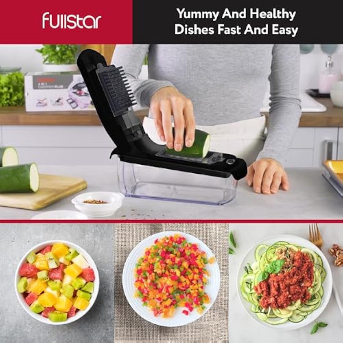2-in-1 Black Vegetable Cutter - Manual Veggie Onion Salad Food Chopper - Potato Chipper - Veg Chopper and Dicer - Kitchen Tools & Gadgets