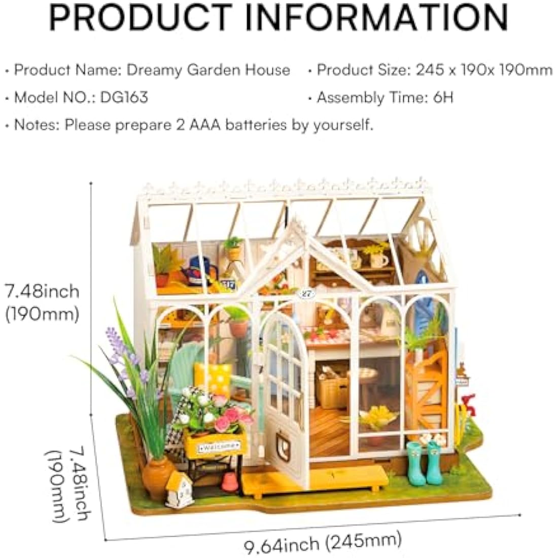 Rolife Dollhouses Miniature Wooden Doll House with Furniture for Children and Adults (Dreamy Garden)
