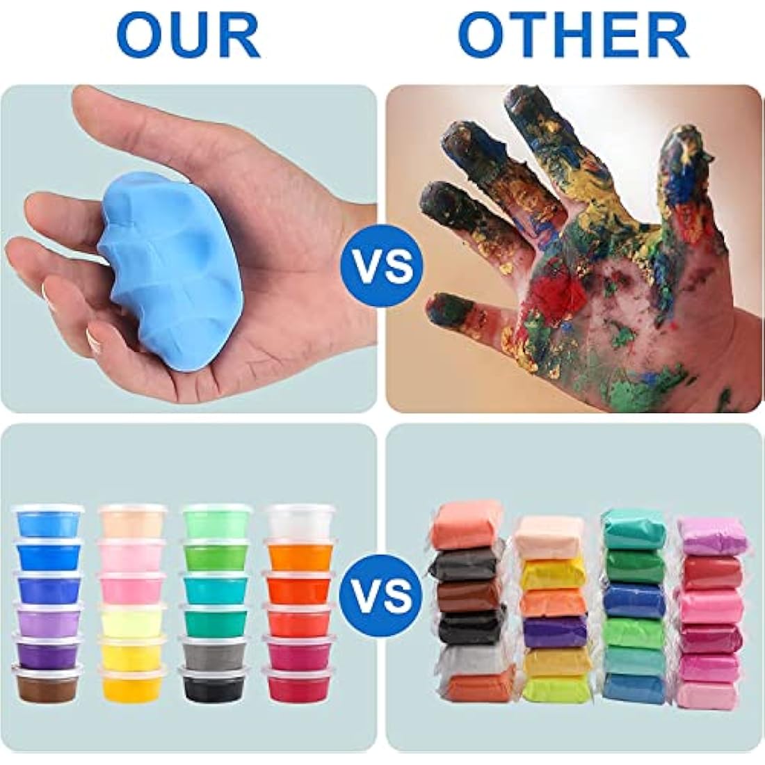 QMAY Air Dry Clay, 24 Colors Ultra Light Modelling Clay Safe & Non-Toxic, Creative Art DIY Crafts for Kids Boys & Girls