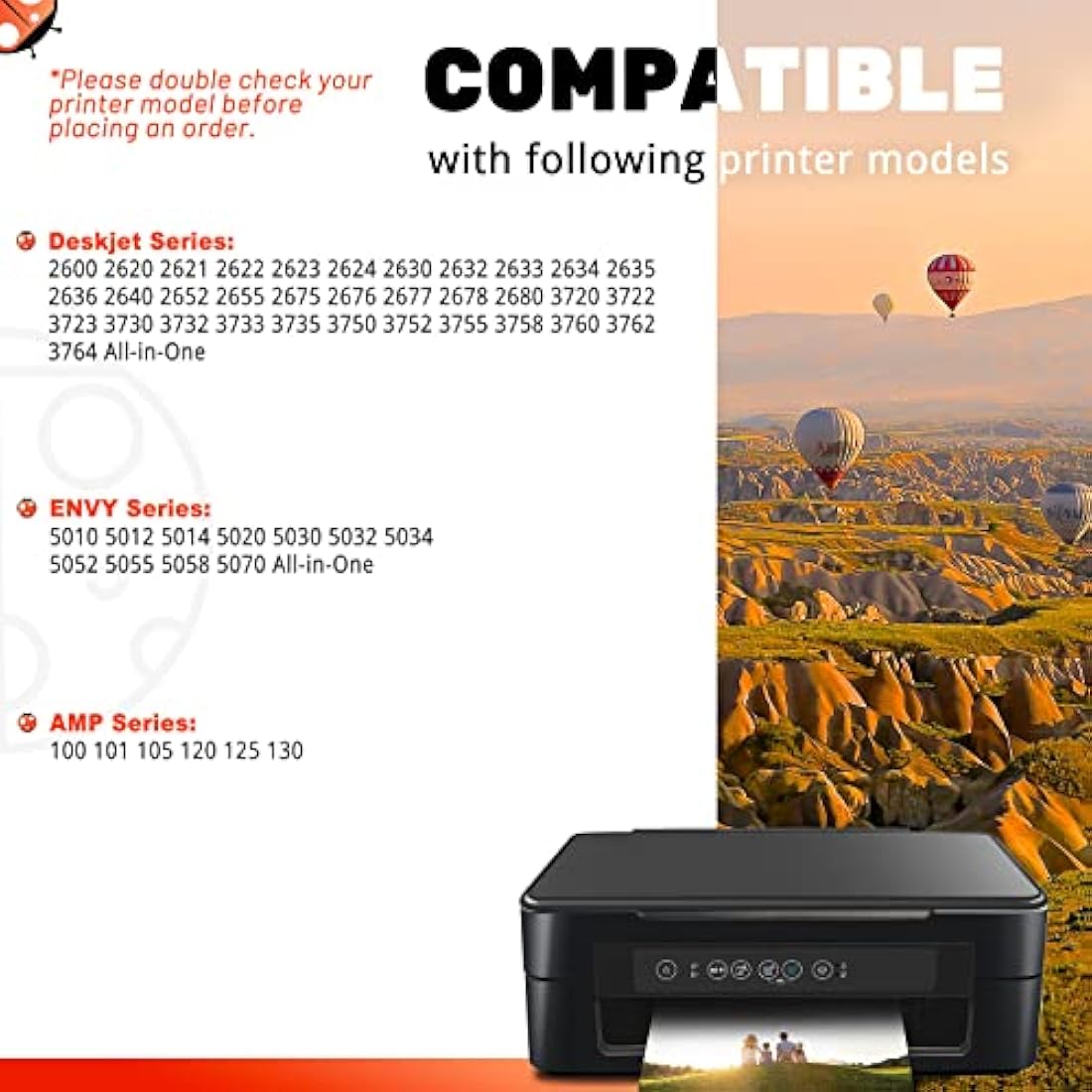 COCCINK 65XL for HP Deskjet 3755 Ink Cartridges, HP DeskJet 3700 3752 3772 2600 2622 2624 2636 2652 2655 Envy 5052 5012 5055 5000 Printer Remanufactured, 1 Black 1 Color Combo Pack
