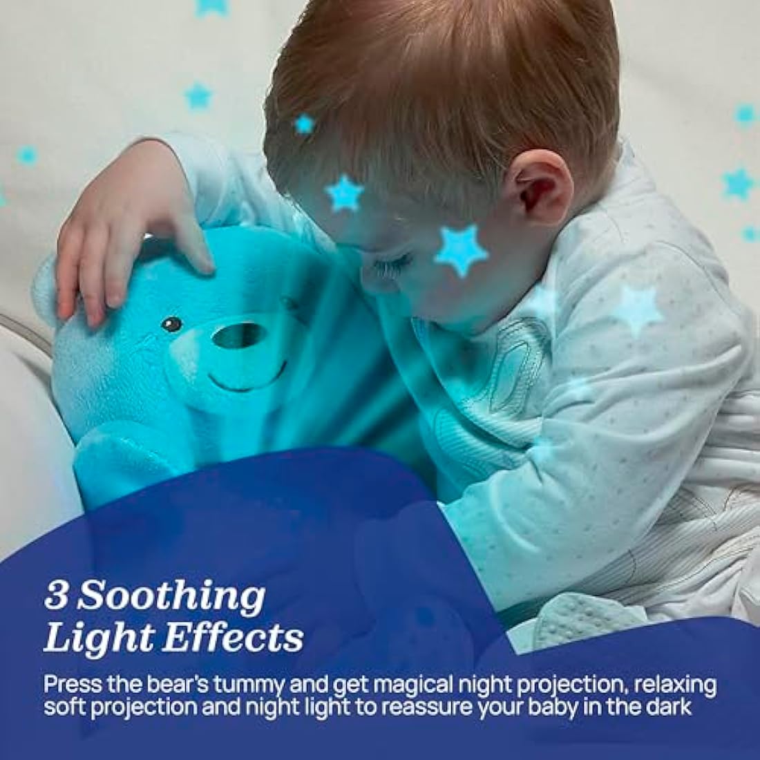 Chicco First Dreams Teddy Bear with Night Light, Blue | Projects Stars, Lighting Effects, Relaxing Music, Calming for Baby