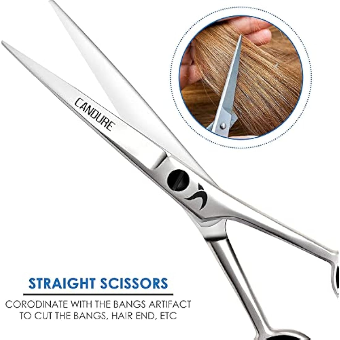 CANDURE Hairdressing Barber Hair Scissor for Professional Hairdressers Barbers Stainless Steel Hair Cutting Shears - For Salon Barbers, Men, Women, Children and Adults