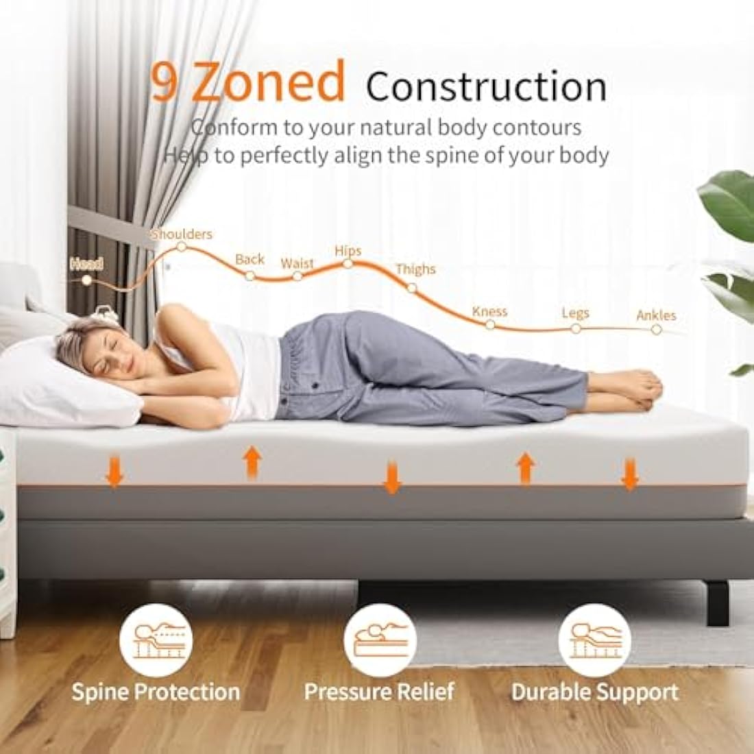 wowttrelax Memory Foam Mattress, 3ft Single Mattress, Medium Firm, Soft Skin-friendly Durable, Breathable Comfort Sleep, Back Pain Support (90x190x20cm)