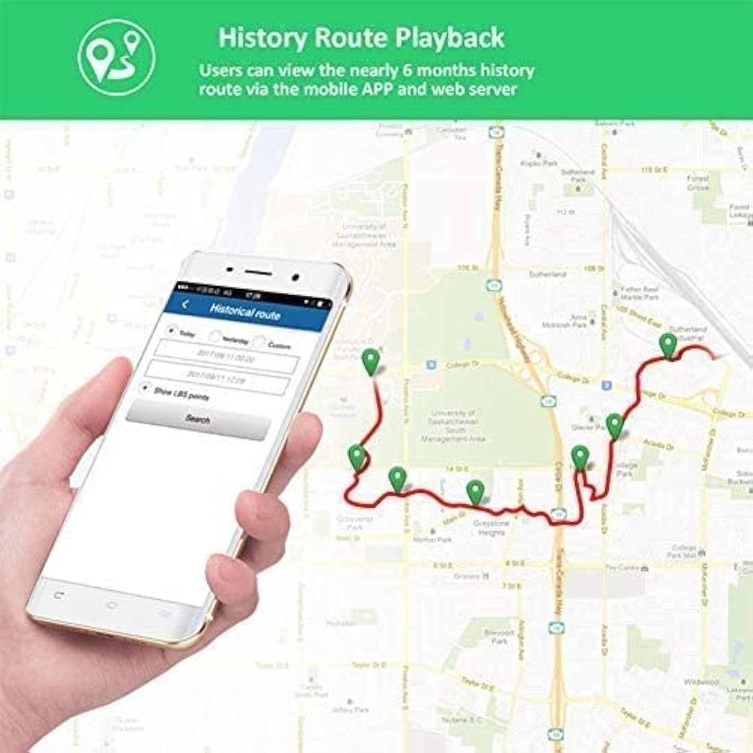Mini GPS Tracker, Zeerkeer Portable Real-Time GPS Locator for Vehicles, Cars, Kids, Persons, Assets - Hidden Tracking Device with Geo-Fence/Vibration Alarm Personal Tracking TK913
