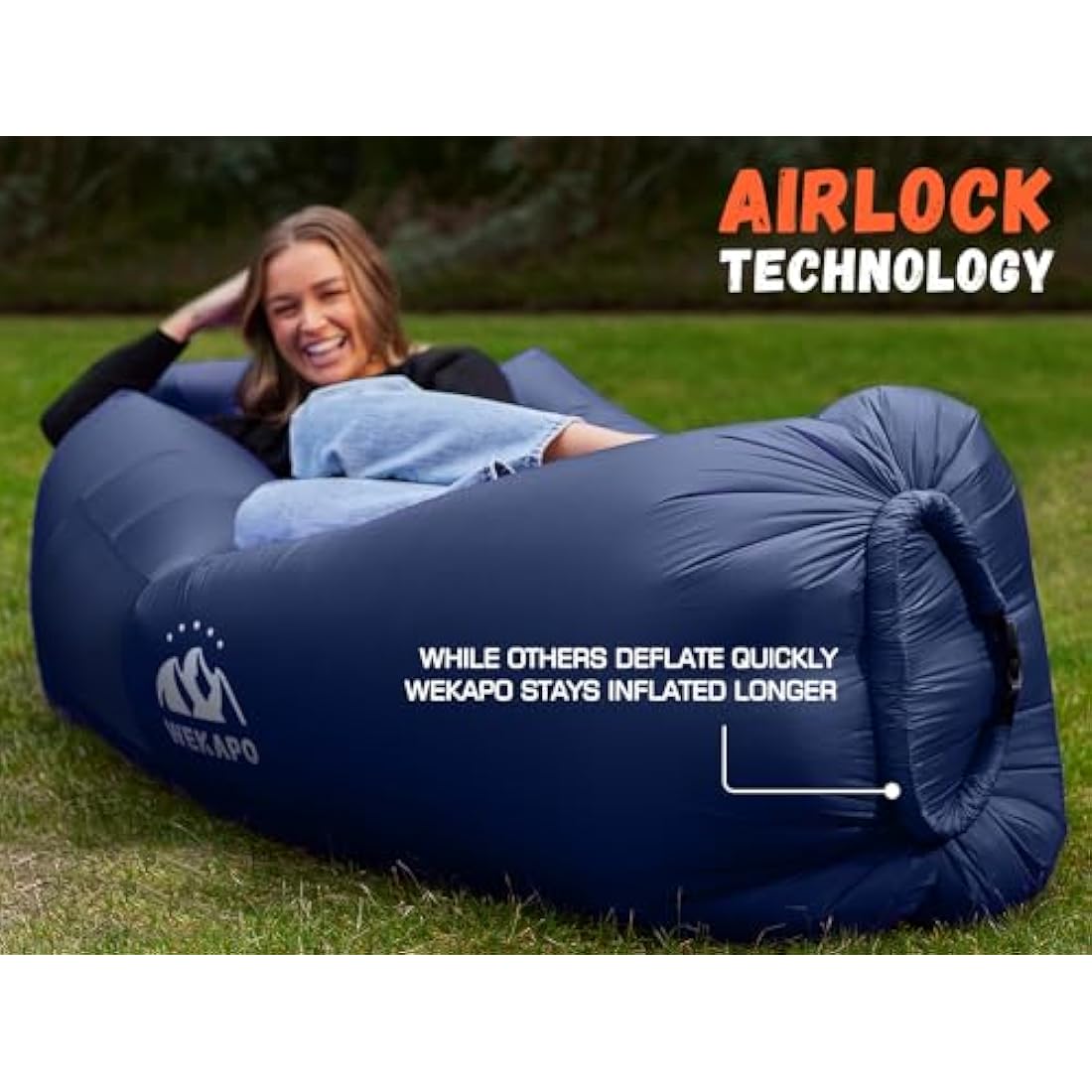 WEKAPO Inflatable Couch Air Lounger Chair - Camping & Beach Accessories, Portable Blow up Sofa for Hiking, Lawn, Indoor/Outdoor Movies & Music Festivals. Lightweight and Easy to Set Up Air Hammock