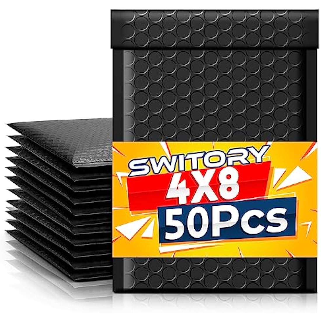 Switory Padded Envelopes A6 Bubble Mailers Packaging Bags 50pcs 4X7In Poly Bubble Mailers,Black Small Envelopes Bubble Envelopes,Bubble Lined Wrap Poly Mailers Bags for Shipping Mailing 10.2x17.7cm