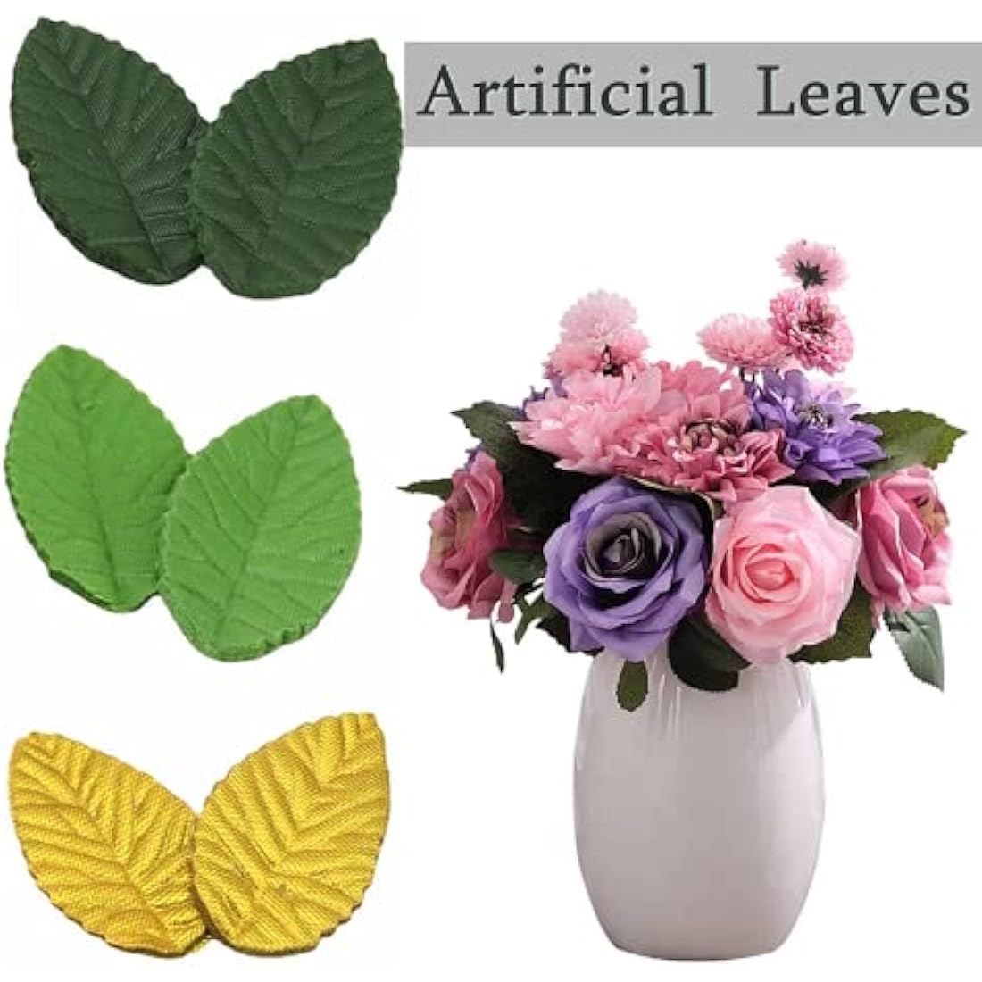 Raiflager 100 PCS Artificial Silk Leaves Green Artificial Floral Leaves Artificial Leaves for Crafts Scrapbooking Floral Arrangements Wedding Garland Party Decorations (Green)