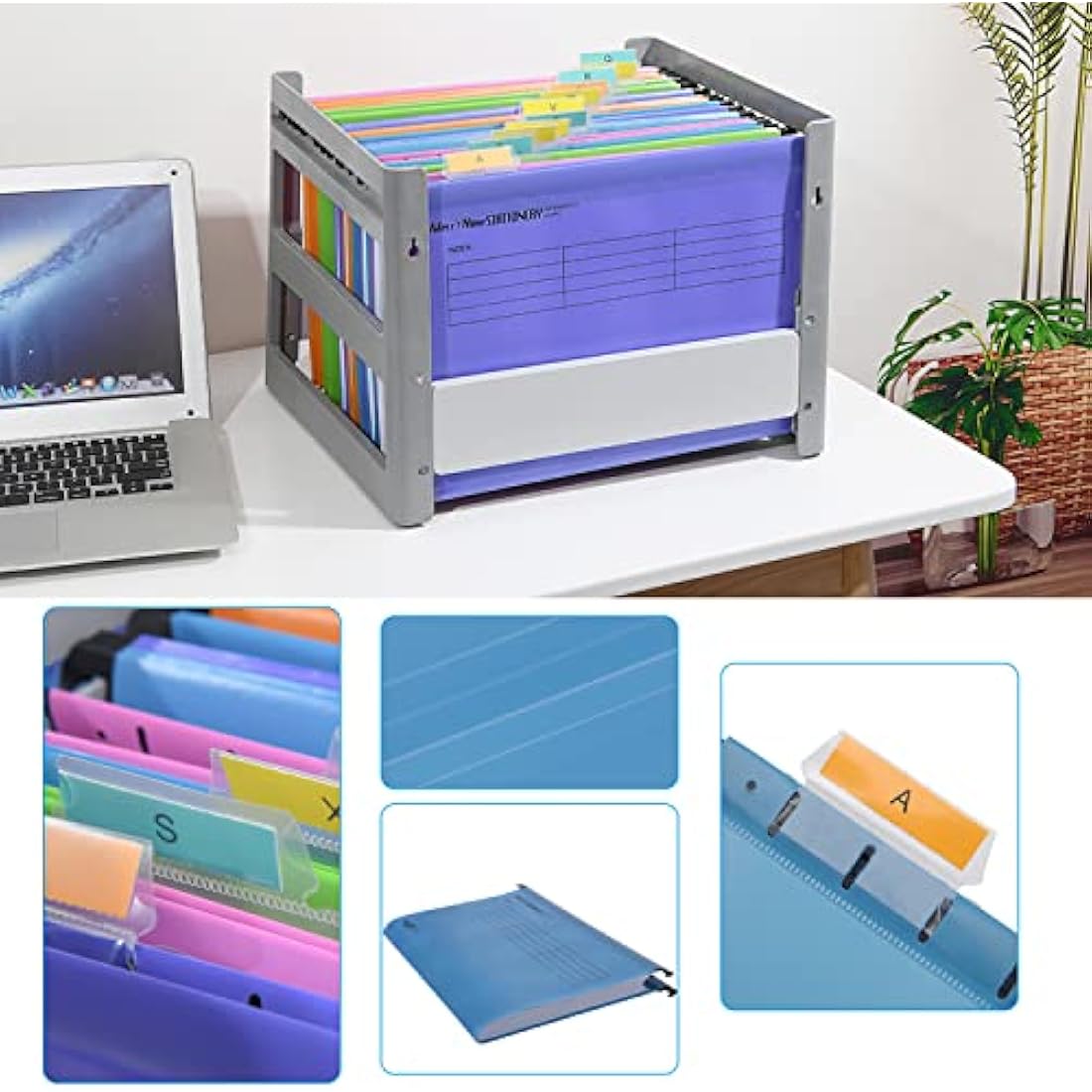 Suspension Files, MerryNine 15PCS Polypropylene Filing Cabinet Suspension Files with Tabs and Card Inserts for School Home Work Office Organization **Check Size Before Ordering ** (Bule, Foolscap)