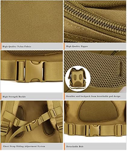 WTiger Hiking Backpack, 30L Tactical Backpack Molle Army Military Assault Pack Laptop Rucksacks Daypack for Outdoor Camping Fishing Trekking Hunting Travelling