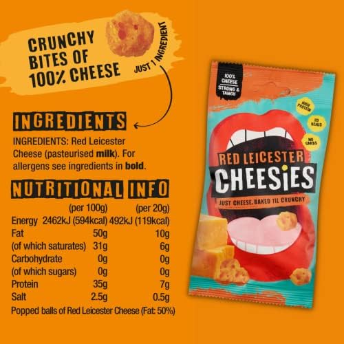 CHEESIES | Crunchy Snacking Cheese Keto Snack | Variety Pack | 100% Cheese | Sugar Free, Gluten Free, No Carb | High Protein and Vegetarian | Crunchy, Baked and Tasty | Multipack (20 g (Pack of 24))