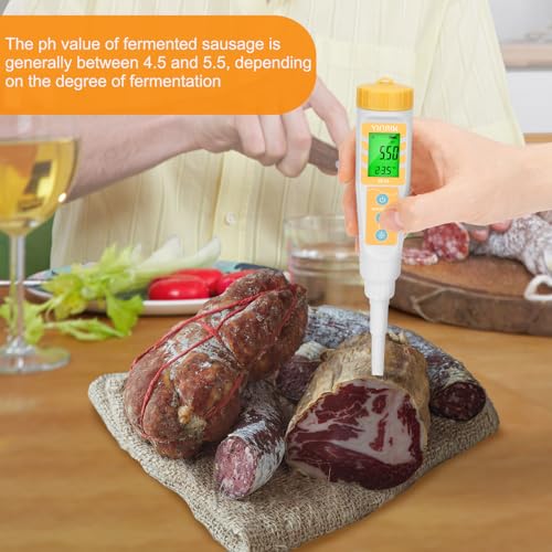 YINMIK pH Meter for Food, Digital Food pH Tester, Accurate Canning pH Test Kits with ATC, Professional Fermenting pH Test Pen, Spear pH Probe for Bread Cheese Sushi Rice Sourdough Sauce Meat
