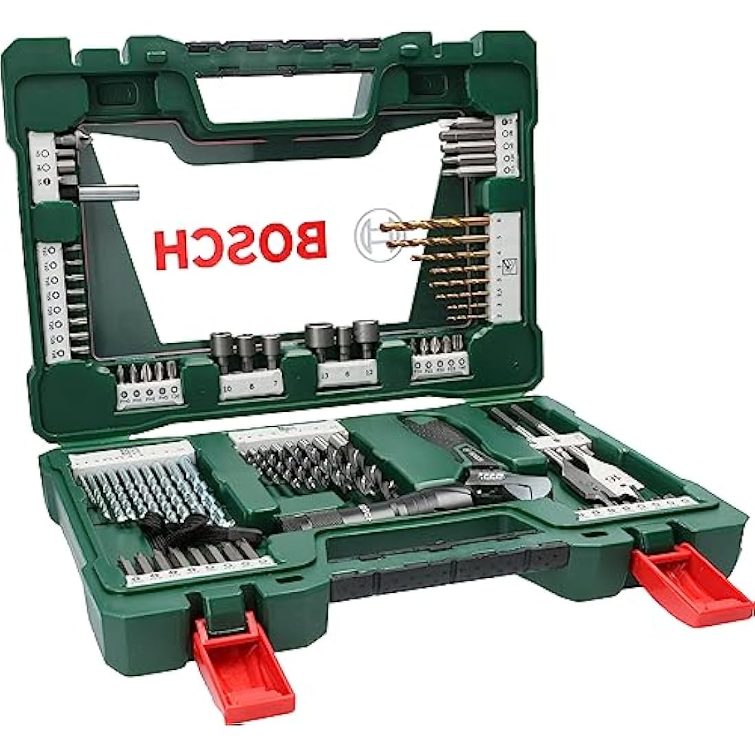 Bosch 83 pcs. Titanium Drill and Screwdriver Bit Set V-Line (with LED Torch and Adjustable Spanner, for Wood, Masonry and Metal, Accessories Drills and Screwdrivers)