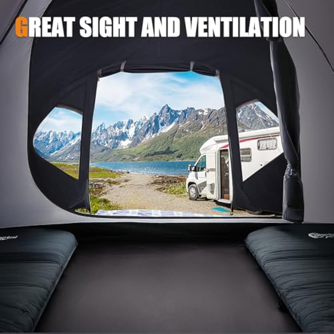 Portal 3-4 Man Tent with Porch, Camping Tent for 3 to 4 Persons with Sewn-in Groundsheet, 4000mm Waterproof Family Tent with Bedroom, Lightweight Dome Tent for Outdoor Garden Backpacking Hiking