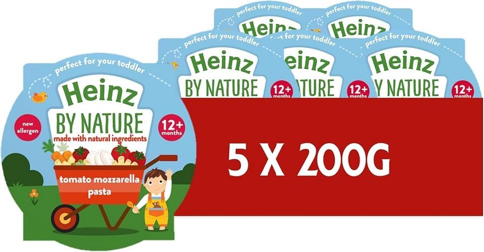 Heinz By Nature Tomato Mozzarella Pasta 5x200g, best before 26/11/25, damaged/ scruffy box