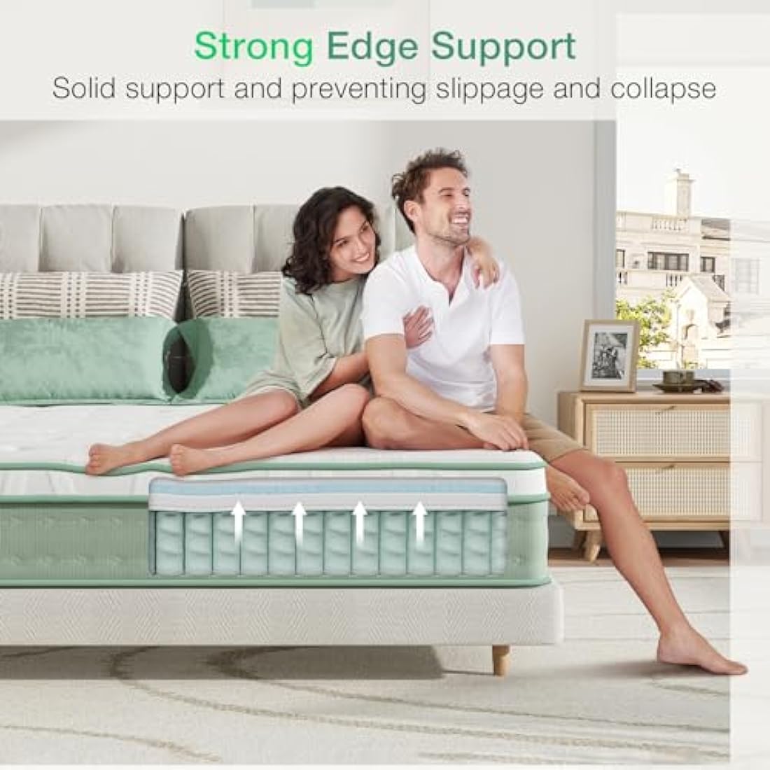 Novilla Mattresses King Size 9.8 Inch 3-Zone Gel Memory Foam Pocket Sprung Mattress, 5FT Hybrid Mattress Firm with Oeko-tex Knitted Fabric and CertiPUR-US Foam 150x200x25cm