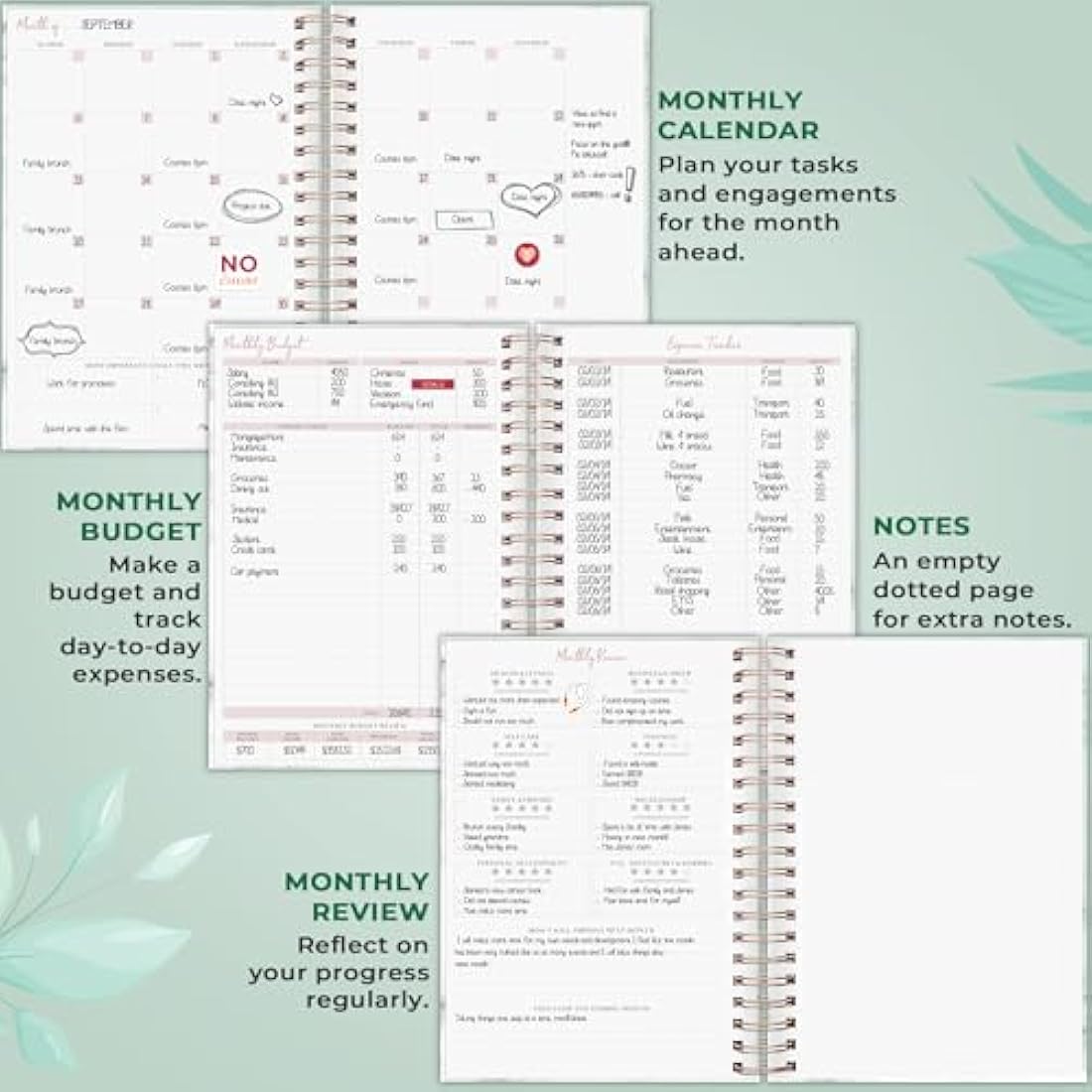 PLANBERRY Large Hourly Schedule Planner Premium – Undated Organizer for Productivity, Time Management & Budget, 20x27cm (Green Pastures)