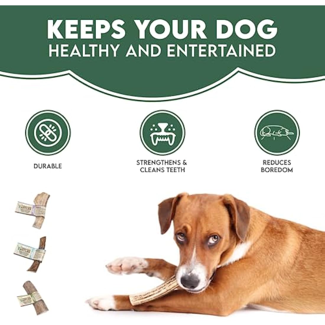 100% Natural SPLIT Antler Dog Chews The Hypo-Allergenic Dog Chew Like Stagbar (Weight - Small 30 - 50g), Size May Vary
