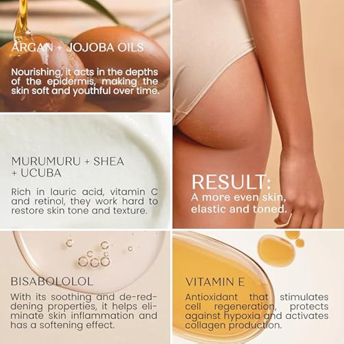 Senso Naturale Argan Solid Body Oil - Moisturising Body Cream Elastic for Firm Skin - Prevents Tone Loss and Stretch Marks - Vitamin E - Vegan - Equivalent to 500 ml Liquid
