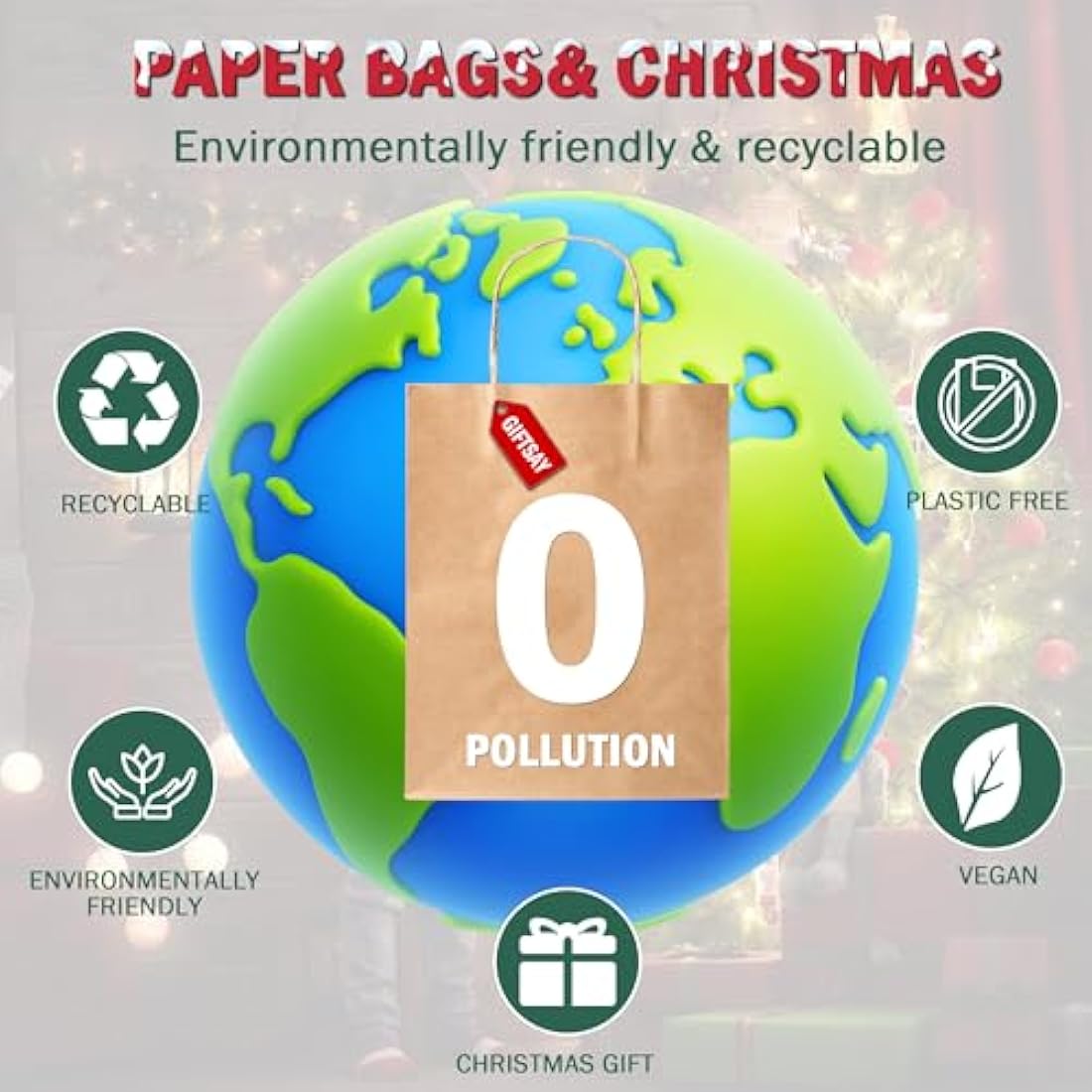 GIFTSAY 30pc Brown Paper Bags with Handles - 15x8x21cm Small Gift Bags for Wedding, Party Favors, Grocery, Retail & Birthday