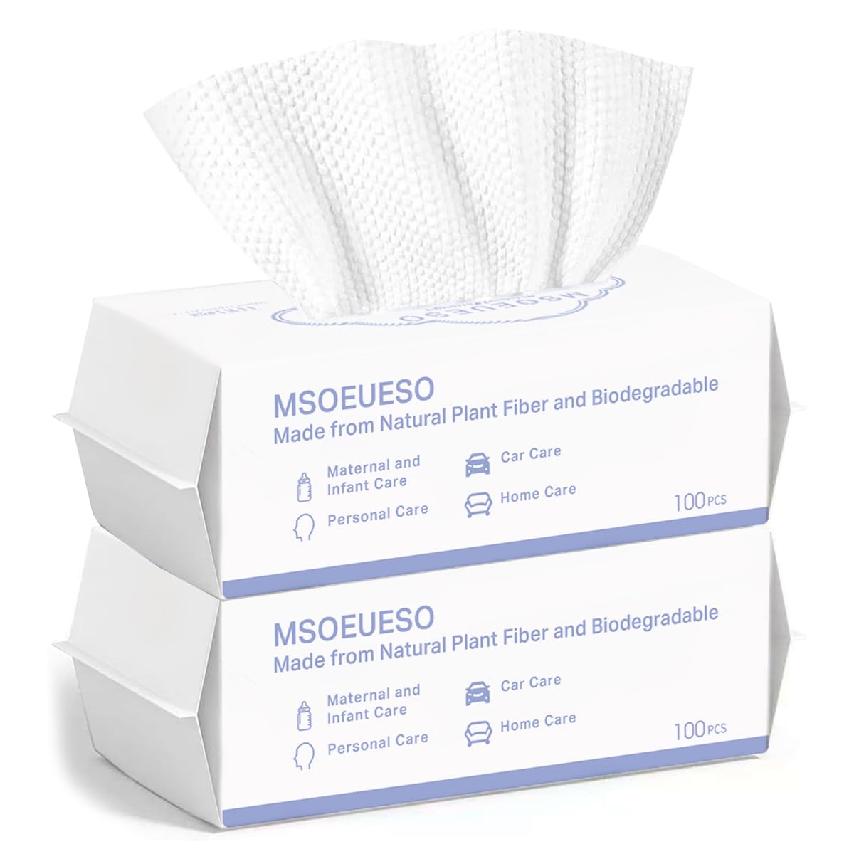 Disposable Face Towel, MSOEUESO 100% Cotton Facial Tissues, Wet Dry Face Cloths, Biodegradable Dry Wipes, Makeup Remover Wipes, Ultra Soft for Adults