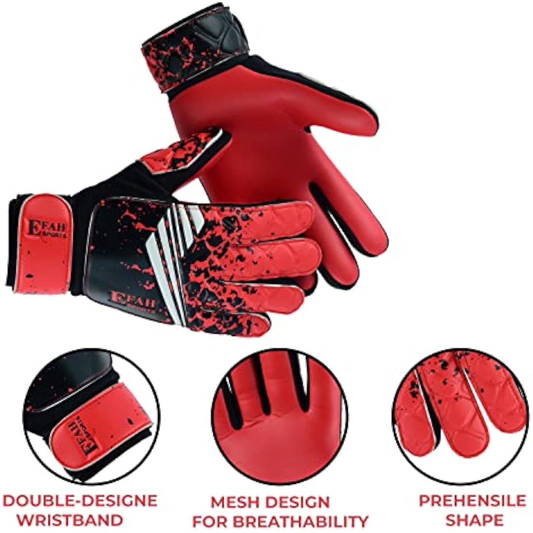 EFAH SPORTS Football Goalkeeper Gloves For Boys kids Children Youth Soccer Goalie Glove with Super Grip Palms