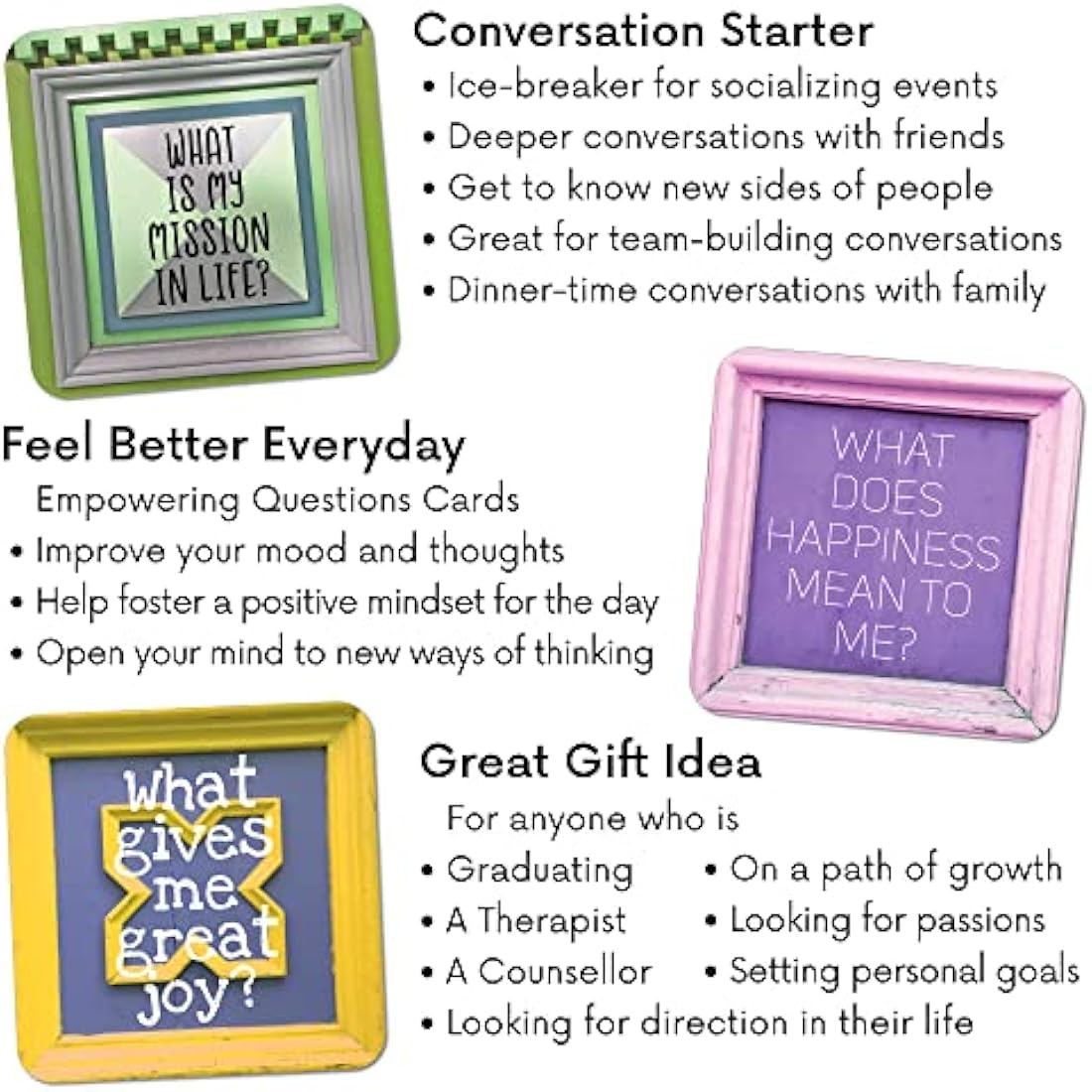 Sunny Present Empowering Questions Cards - 52 Self Care Cards for self-reflection, journaling, meditation and therapy