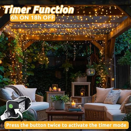 Dekofun 2 Pack 600 LED Curtain Fairy Lights 6m x 3m Gazebo Lights Mains Powered, 8 Modes Curtain LightsOutdoor, Waterproof Fairy Light, Indoor Outdoor String Lights for Wedding Ramadan Decorations