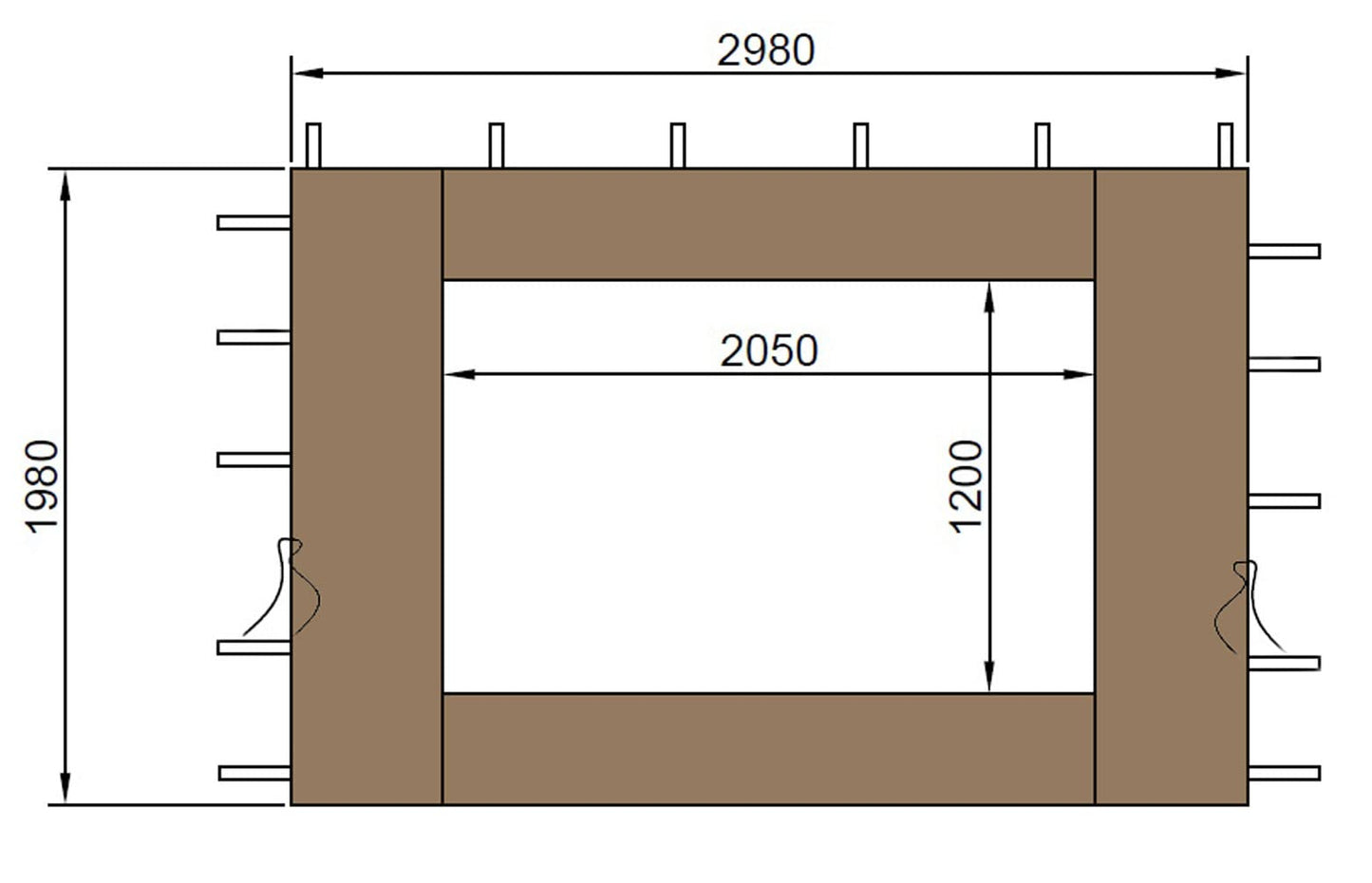 QUICK STAR 2 Side Panels with PE Window 300/400x195cm Beige for Gazebo 3x4m