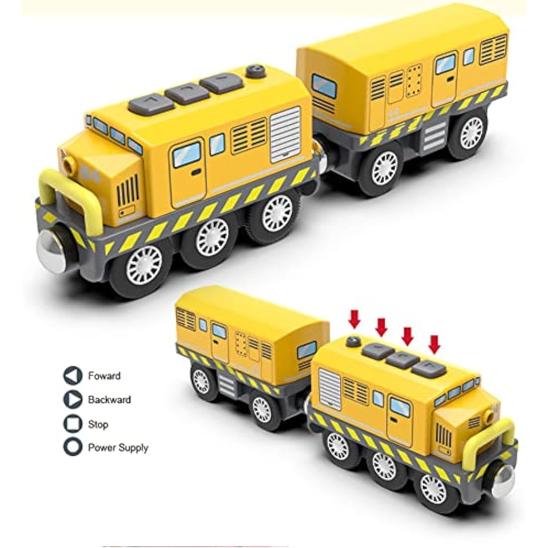 TOPLIVING Battery Operated Locomotive Train for Wooden Track, Motorized Train for Toddlers with Magnetic Connection, Compatible with Thomas, Brio, Chuggington, Melissa and Doug