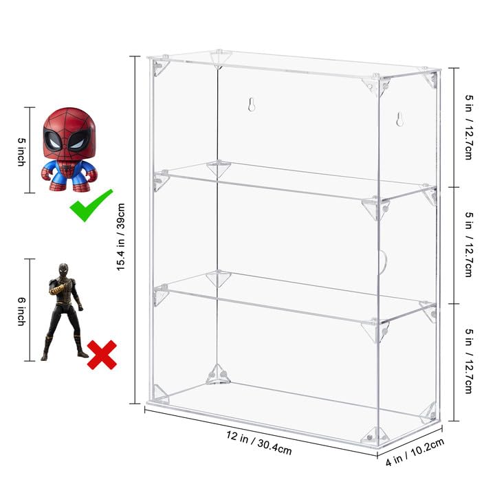 Dezzer 3 Tier Acrylic Display Case with Magnetic Door for Collectibles