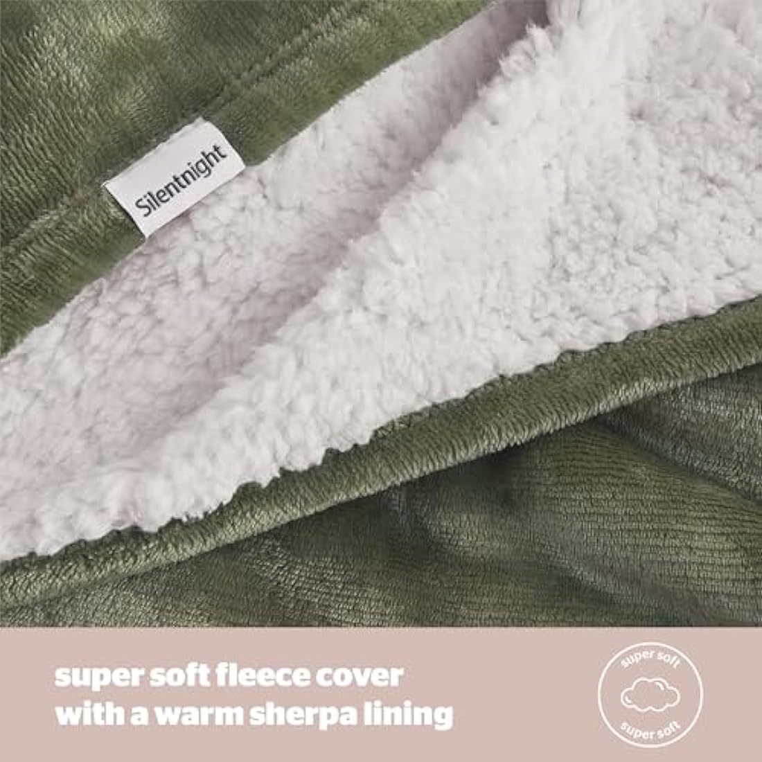 Silentnight Snugsie Giant Blanket - Fleece Throw Plush Blanket Super-Sized with Warm Sherpa Fleece Inside Reversible for Whole Family Sofa Couch Bed - 240 x 180cm – Green