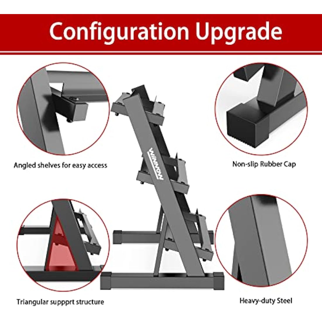 WINNOW 3 Tier Dumbbell Rack Home Gym Dumbbell Storage Stand Weights Storage Rack for Dumbbells