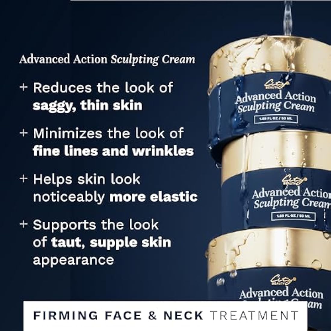 City Beauty Advanced Action Sculpting Cream - Solution for Saggy Jawline, Drooping Face, and Neck Wrinkles - Firming Cream for Loose, Sagging Skin