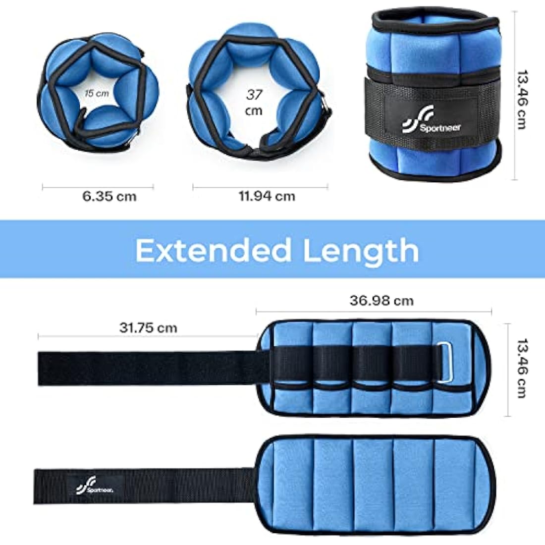 Sportneer Ankle Weights Adjustable Ankle Weights Set Wrist Strap 0.45kg - 2.25kg Each Ankle, 0.9kg - 4.5kg a Pair