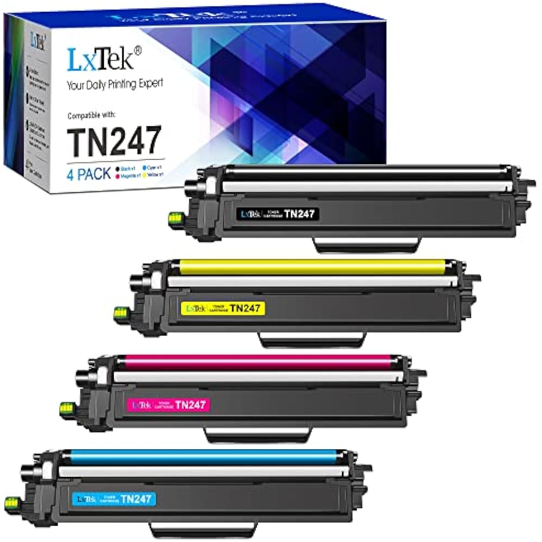 TN-247 TN-243 Compatible Toner for Brother TN247 TN243 for Brother HL-L3230CDW L3210CW DCP-L3550CDW DCP-L3510CDW HL-L3270CDW MFC-L3750CDW MFC-L3770CDW(With Chip) Black Cyan Yellow Magenta-4 pack