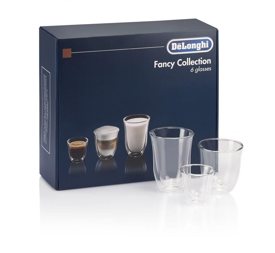 De'Longhi 5513296671 DLSC302 Delonghi Fancy Box 6er Set Thermo Glasses, Clear, 1L