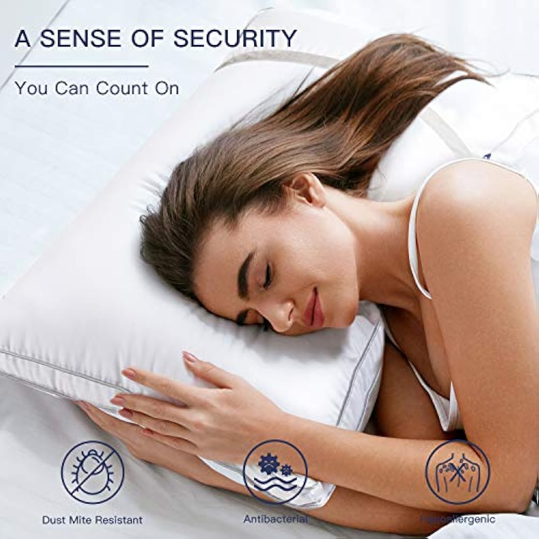 BedStory 2 Pack Hotel Quality Pillows, Down Alternative, Supportive Filled Pillows for Neck/Back/Side Sleepers, Standard Size 42x70cm