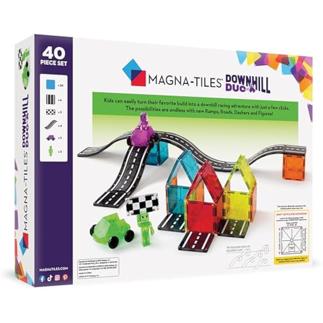 Magna-Tiles Downhill Duo 40-Piece Set, Black